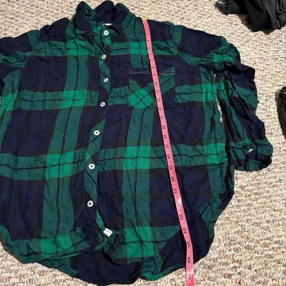 aerie Plaid Flannel matching Pajama set - Green/Black, Size Small Medium - Picture 13 of 14